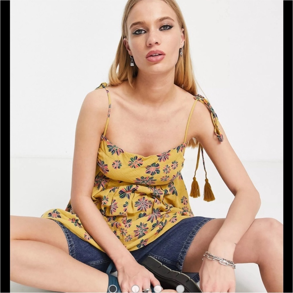 New! Free People XS indigo molly baby doll tunic in gilded combo . - Picture 6 of 13